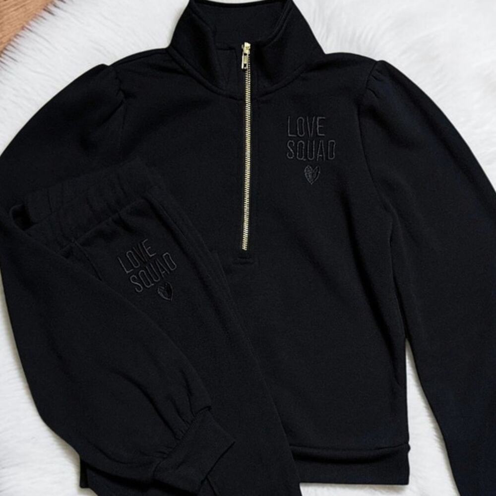 LOVE SQUAD Evereve Black Jogger 2 Pc Set Pants Sweatshirt Outfit Black XS